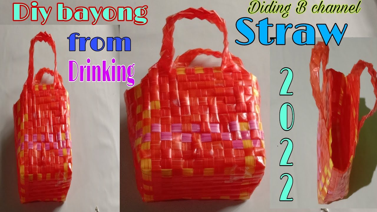 How to make basket using drinking straw craft ideas #diycraft #handmade #easycraft