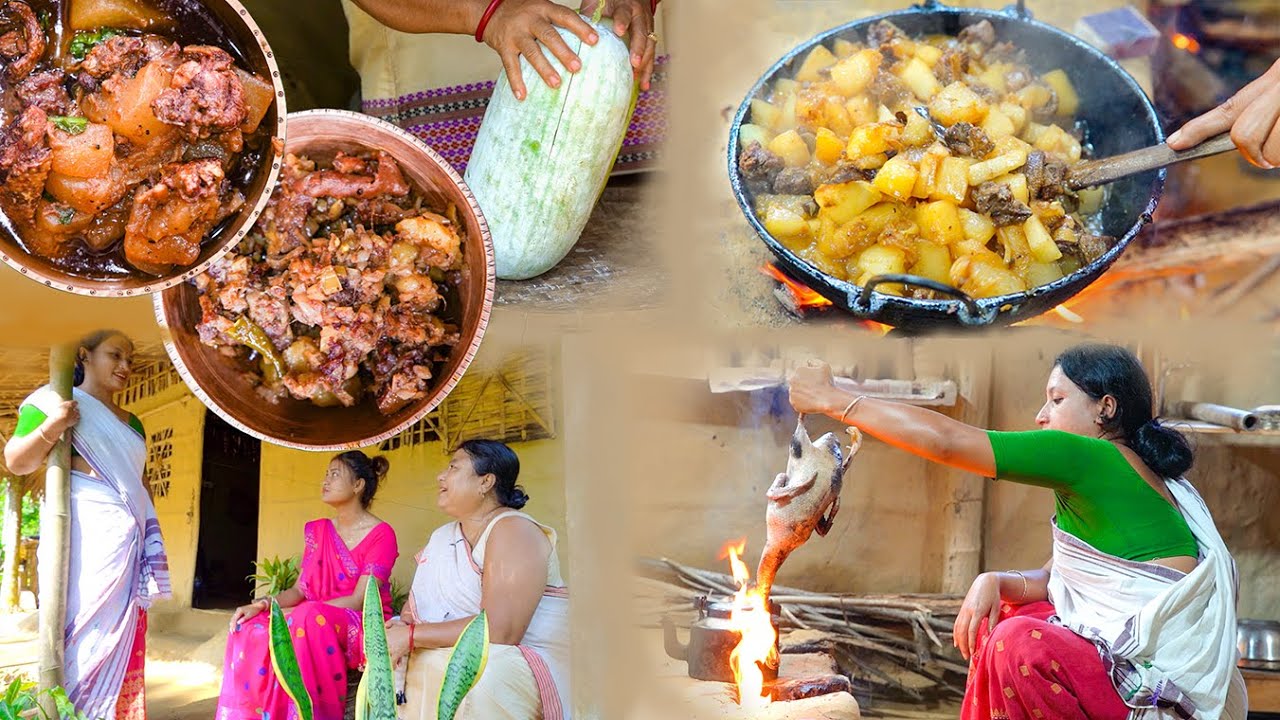 মা আৰু ভন্টিৰ সৈতে হাঁহ মাংস কোমোৰা আৰু পছলাৰ লগত । A beautiful day with my mother and sister।