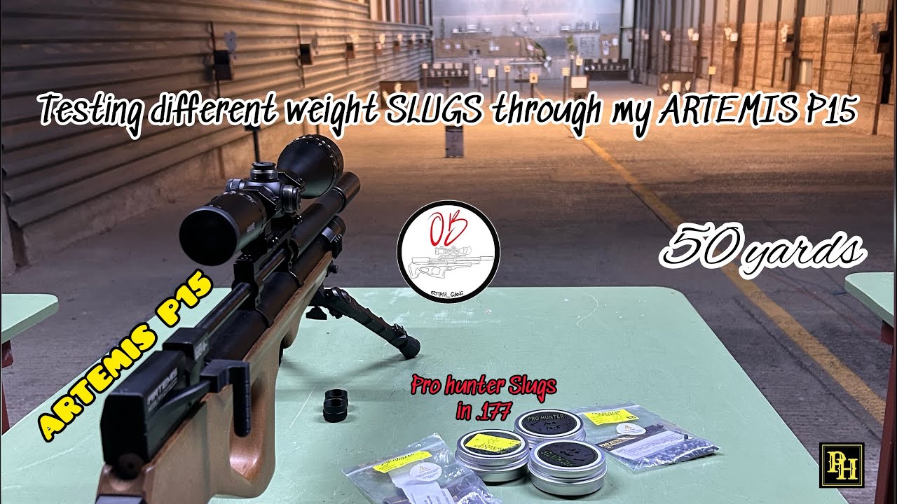Testing .177 PRO HUNTER SLUGS through my ARTEMIS P15 at 50 yards.                    #hobby #airgun