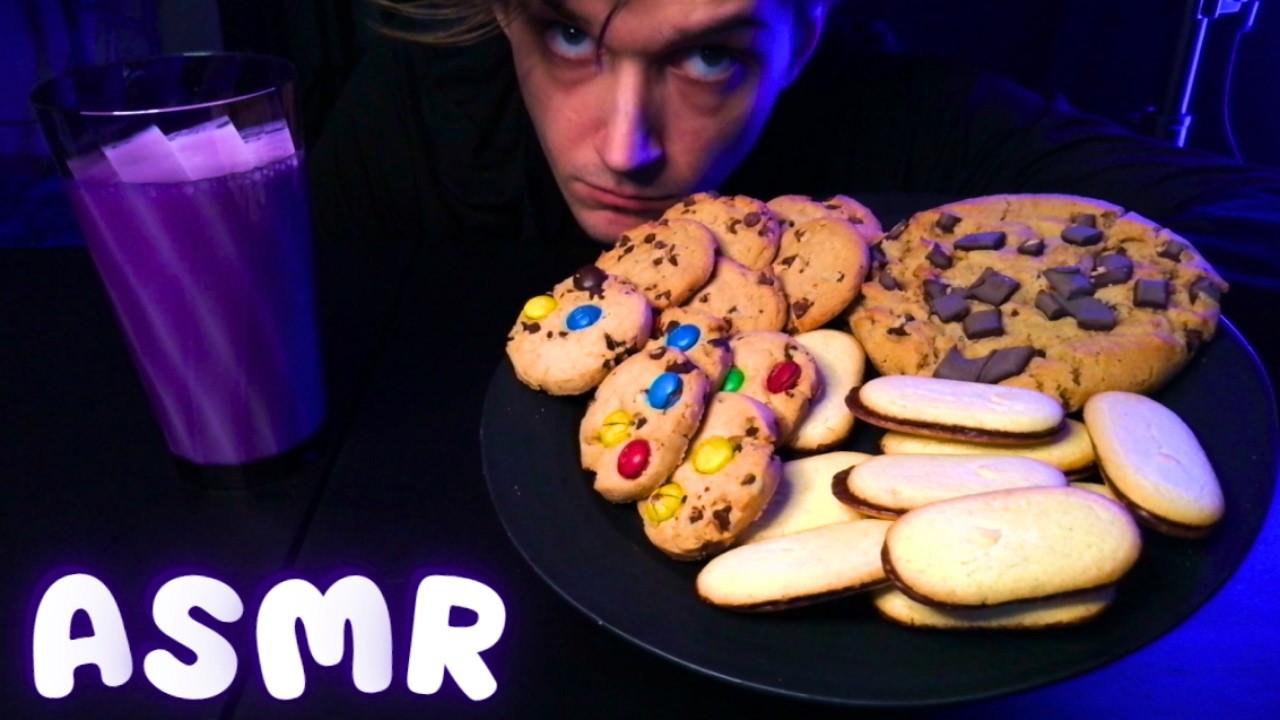 ASMR Eating Cookies & Milk Mukbang (Whispered Rambling & Chewing Sounds)