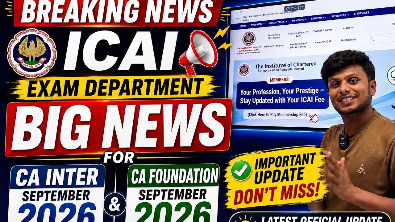 New Changes | Breaking News | ICAI Official Announcement CA Exam September 2026