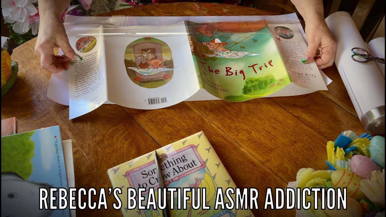 ASMR Book Covering the Library Way! (No talking version) Dust Jacket Crinkles!