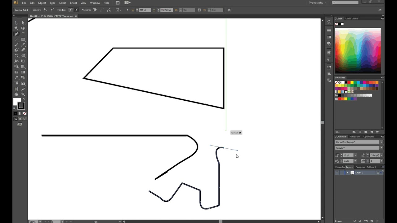 Illustrator:  Introduzione ai tracciati creazione di tracciati curvi