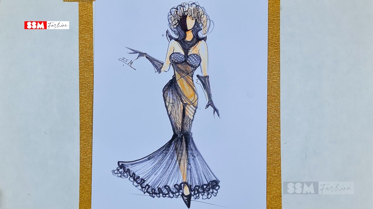 SSM Fashion: Elegant Mermaid Gown Sketch – Luxury Evening Wear Inspiration 2026