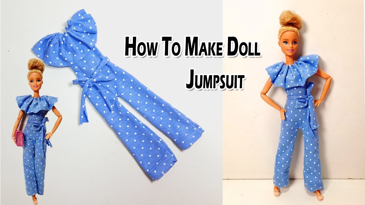 Making Easy Doll Jumpsuit | Easy barbie Jumpsuit | DIY Barbie Outfit | Barbie Hacks and Crafts Ideas