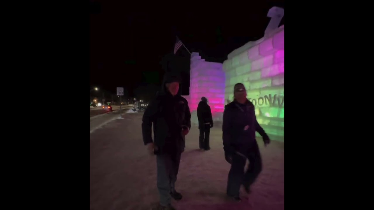 Strolling through Saranac  lake winter carnival Ice palace