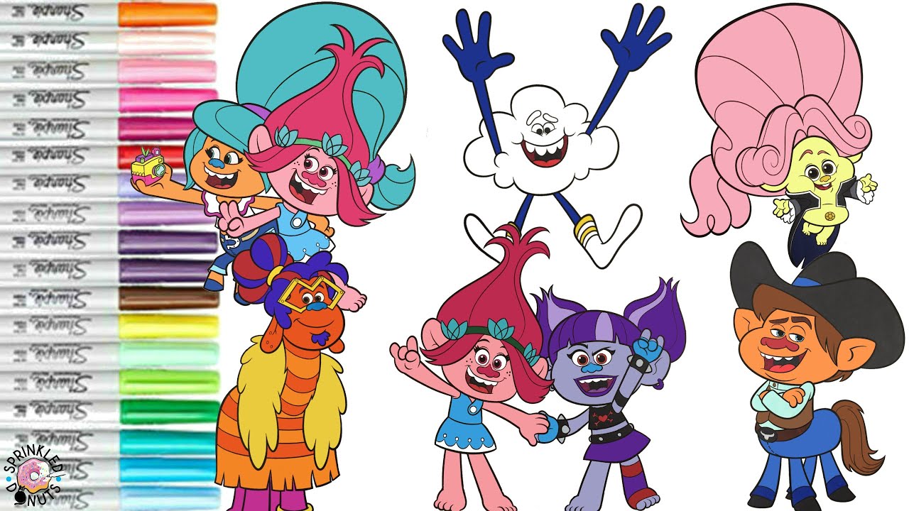 Trolls : Trollstopia Coloring Book Compilation Poppy Holly Darlin Val Thundershock Gust Tumbleweed