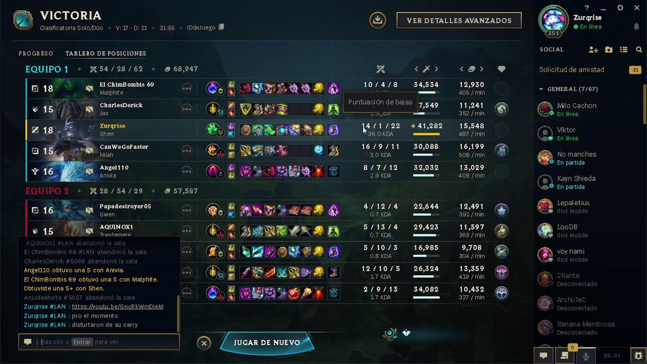 65% win rate Carreando Low elo