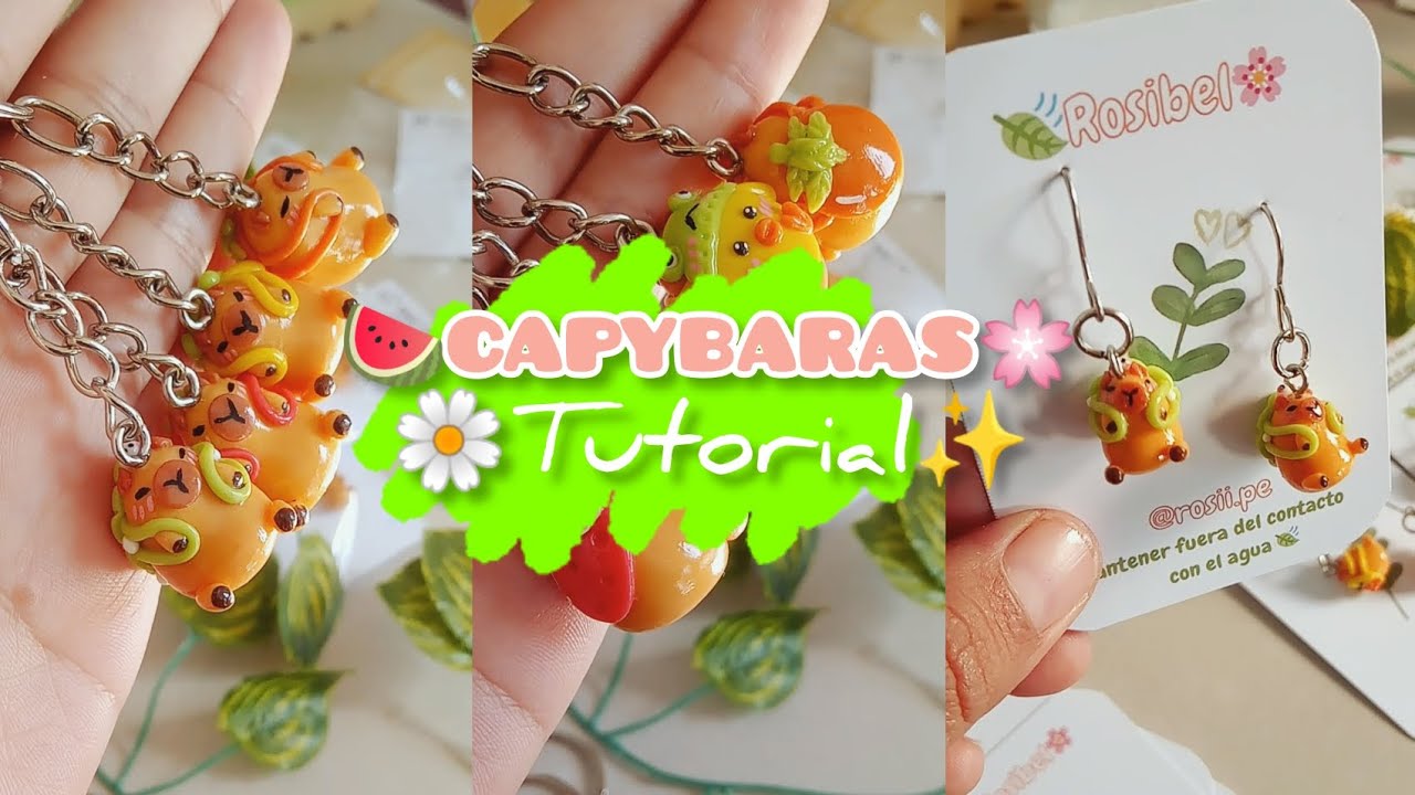 ✨ TUTORIAL🍃 de CAPYBARAS 🍉 con mochila 🥰 (porcelana fría)🌸