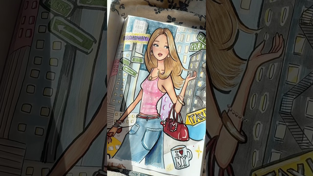Color with me 💕 My &rdquo;Scandi fashion&rdquo; coloring book 🏙️ #scandifashion #color #coloringbook #newyork