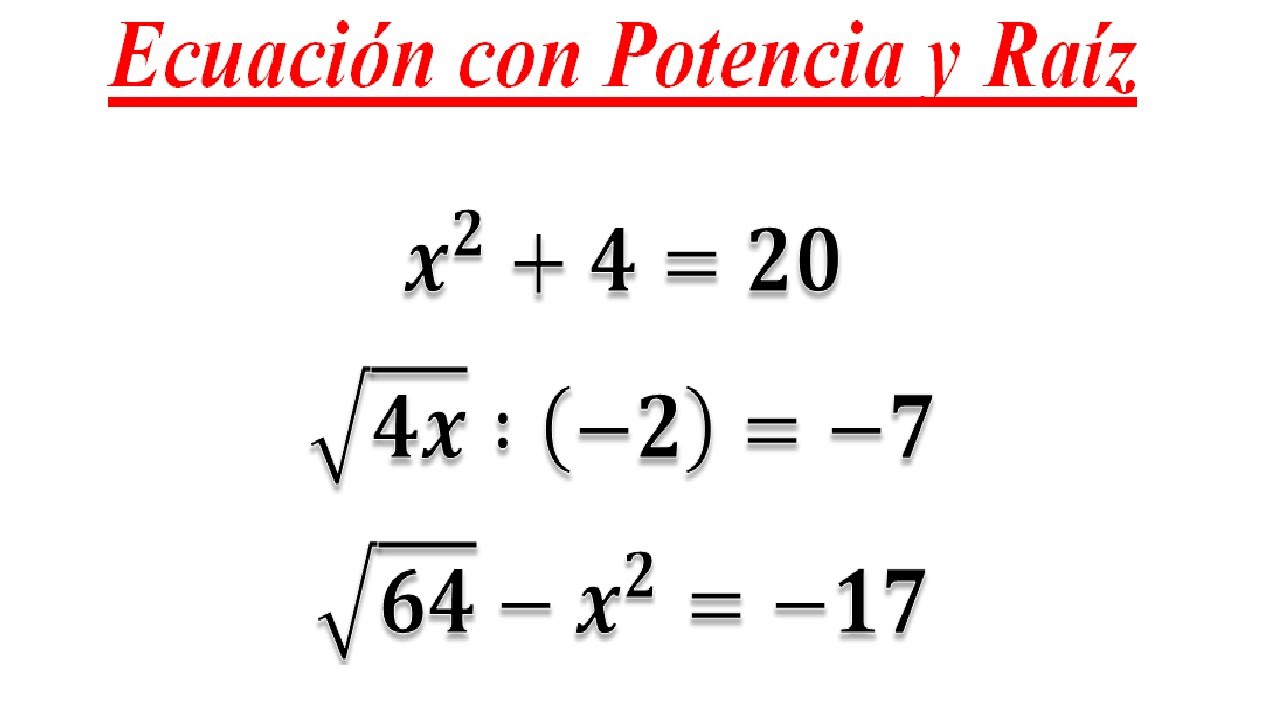 Ecuaciones con Potencia y Raíz - Verificación Incluida - ACTUALIZADO