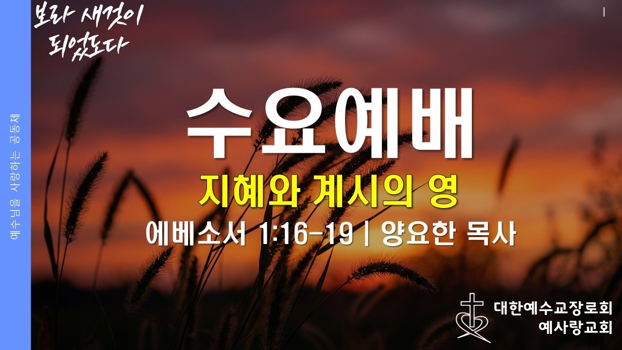 [수요예배] 지혜와 계시의 영 (엡 1:16-19)