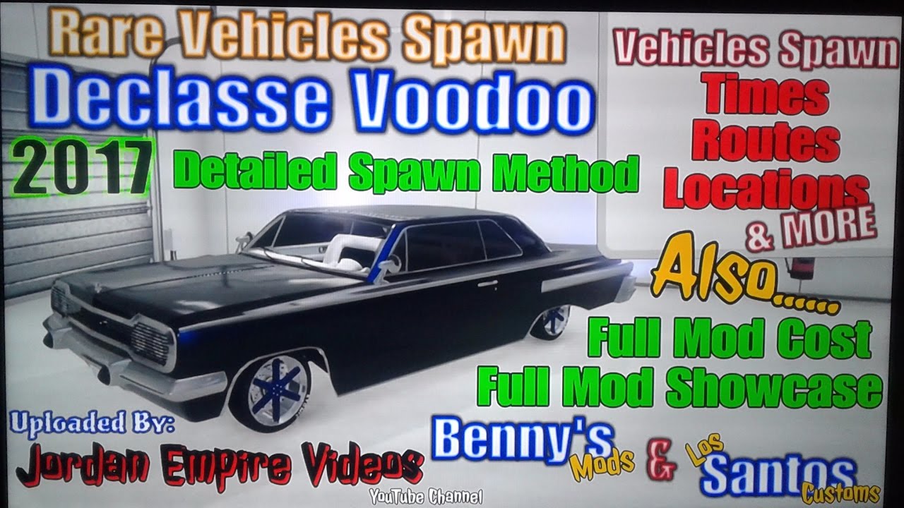 GTA 5 Online Rare Vehicles Spawn Declasse Voodoo Spawn Methods (Los Santos Customs & Benny's MODS)