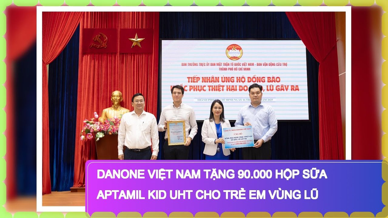 Danone Việt Nam tặng 90.000 hộp sữa Aptamil KID UHT cho trẻ em vùng lũ