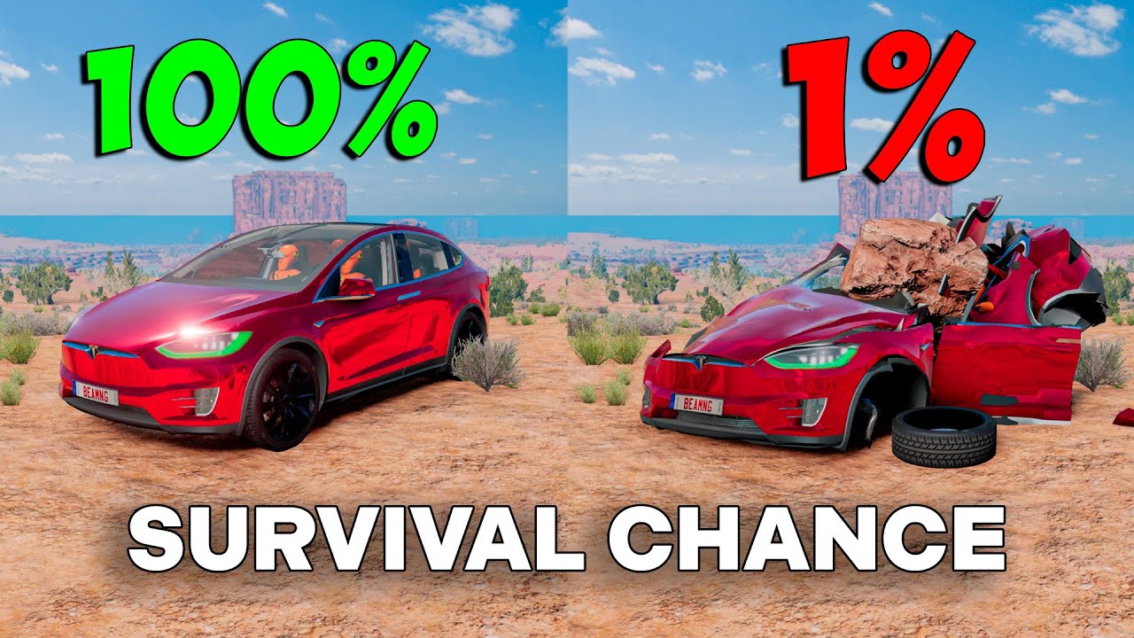Realistic Extreme Survival Chance Crashes (With Speedometer) | BeamNG.drive #2