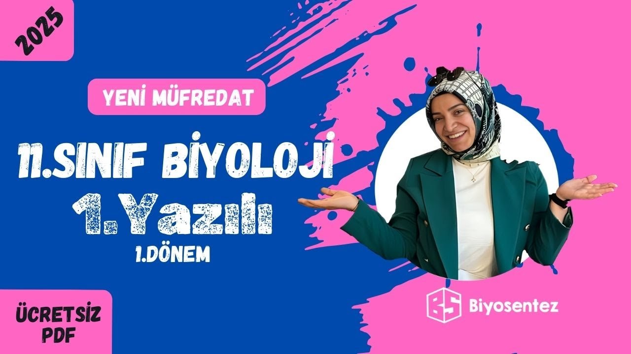 11.Sınıf Biyoloji Yazılı Çalışması / %100 Çıkabilir /  Ücretsiz PDF / 2025