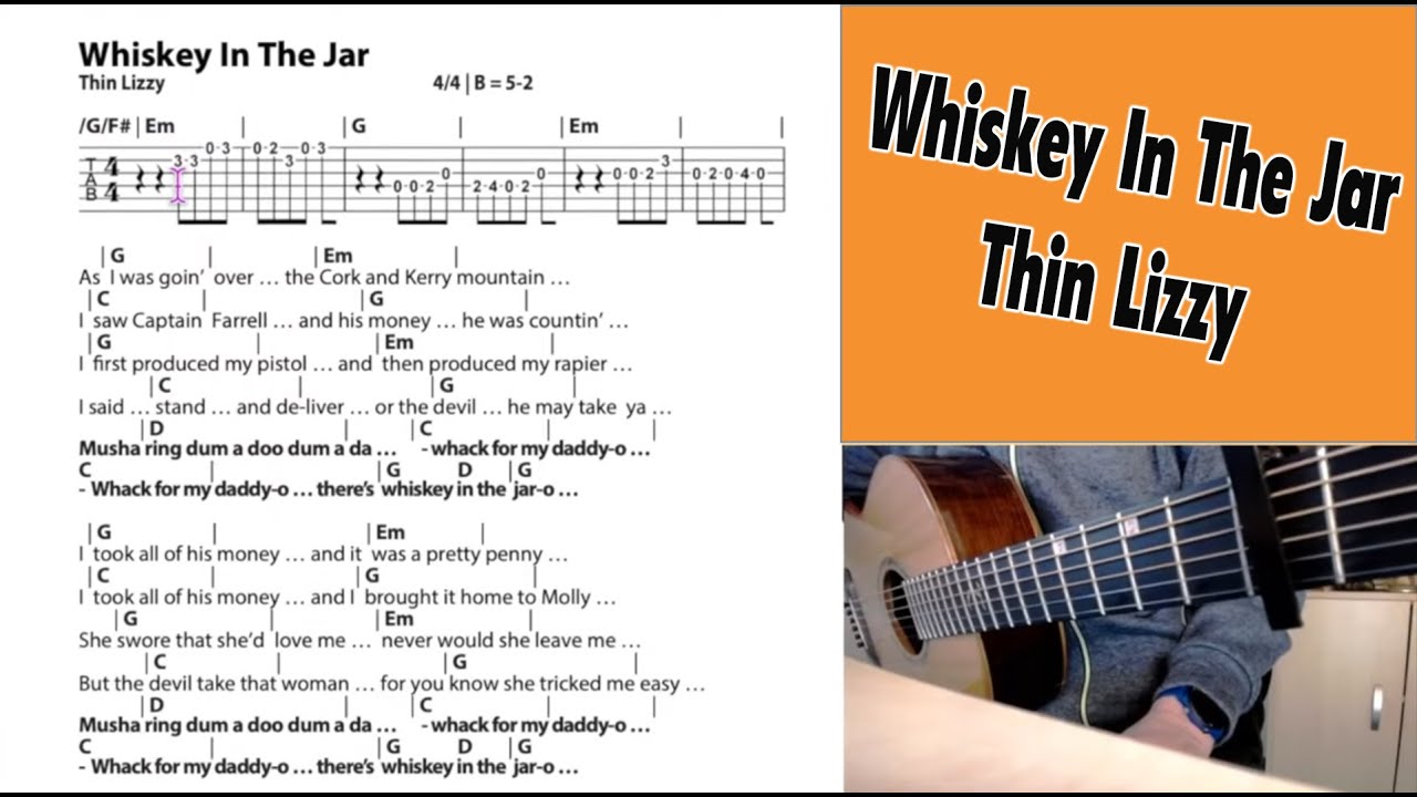 Whiskey In The Jar - Thin Lizzy/Tutorial, Cover, Chords, Lyrics - play along!