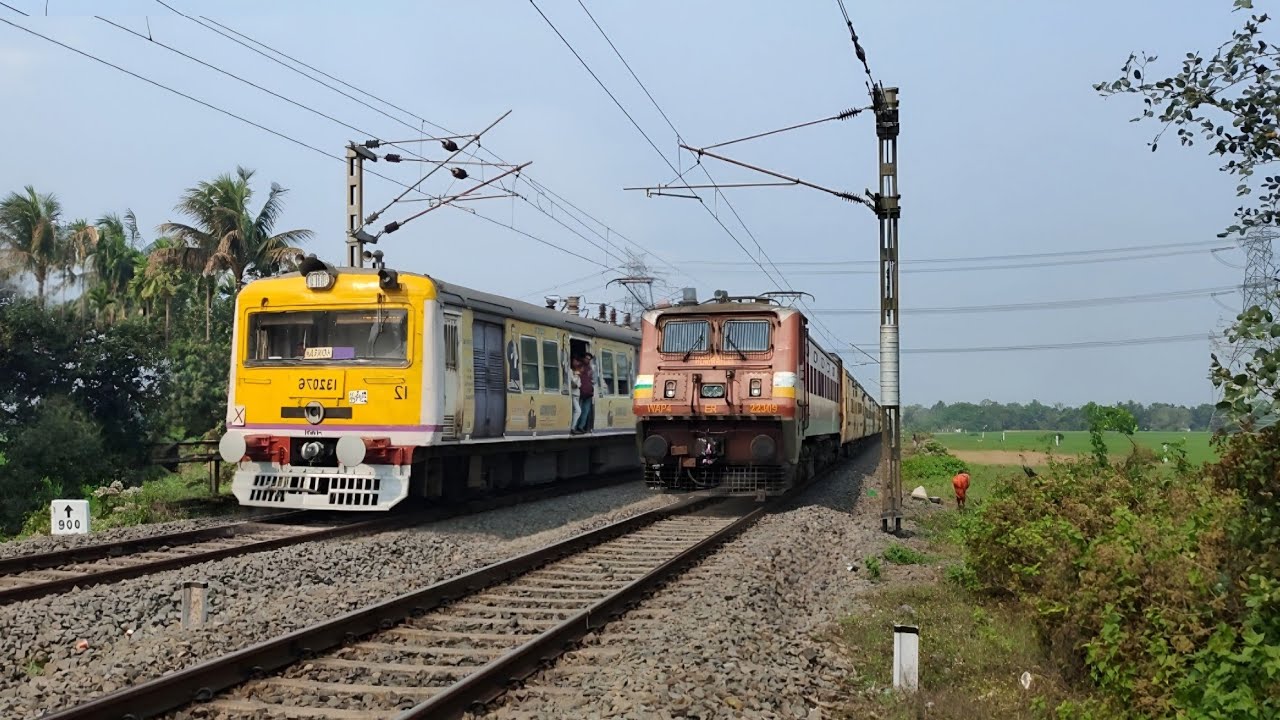 🚆 Local vs Express Train Crossing | Perfect Timing Shot 