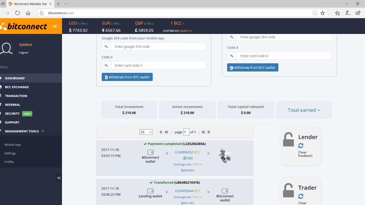 Second $100 Bitconnect Investment $20000 Bitcoin Loan Chasedown/Day13
