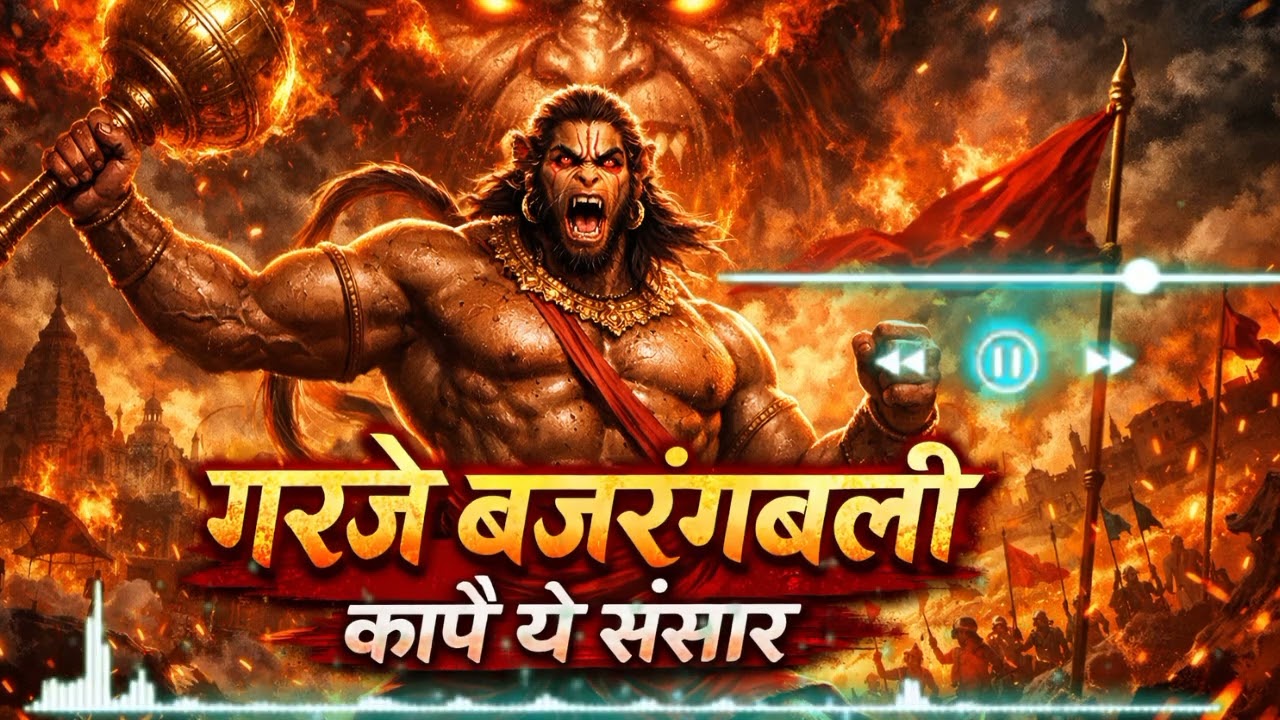 गरजे बजरंगबली कैपे ये सांसर|🫀❤️ most popular song for ever of lord Hanuman |#ram #hanuman #bhajan