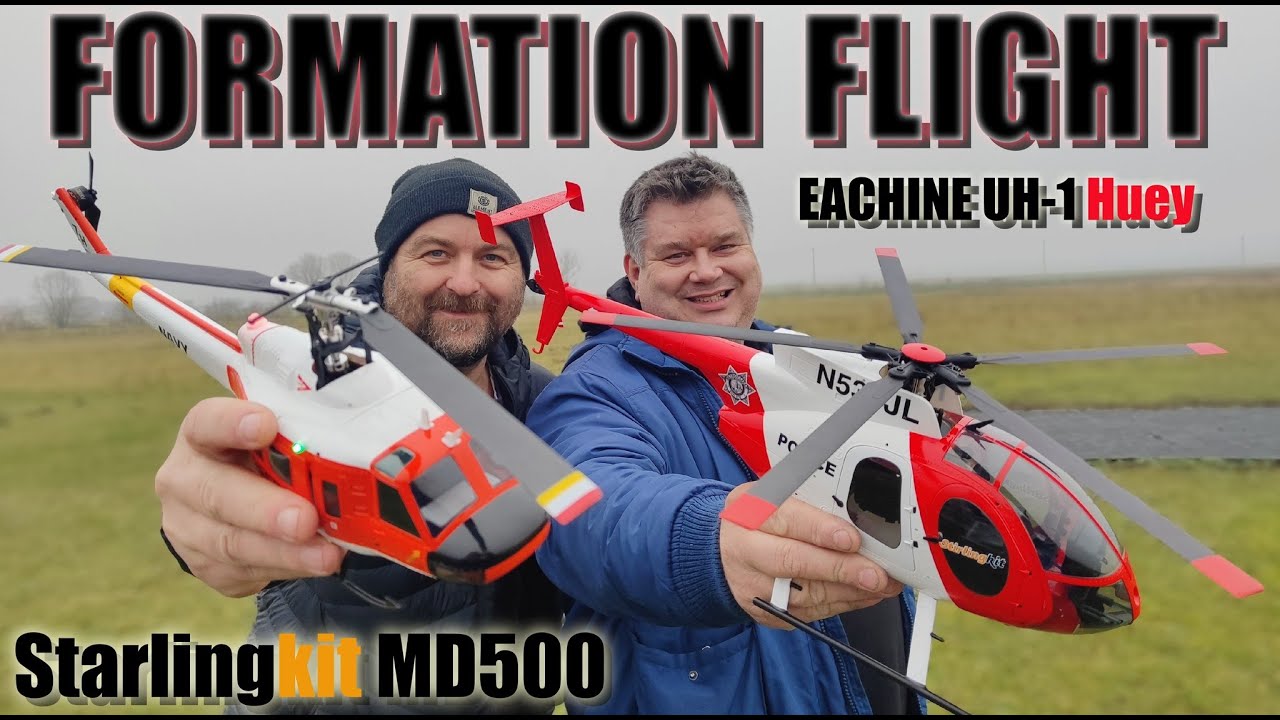YU XIANG F119S MD500 & EACHINE BELL UH-1 Huey E190S RC helicopter FORMATION FLIGHT
