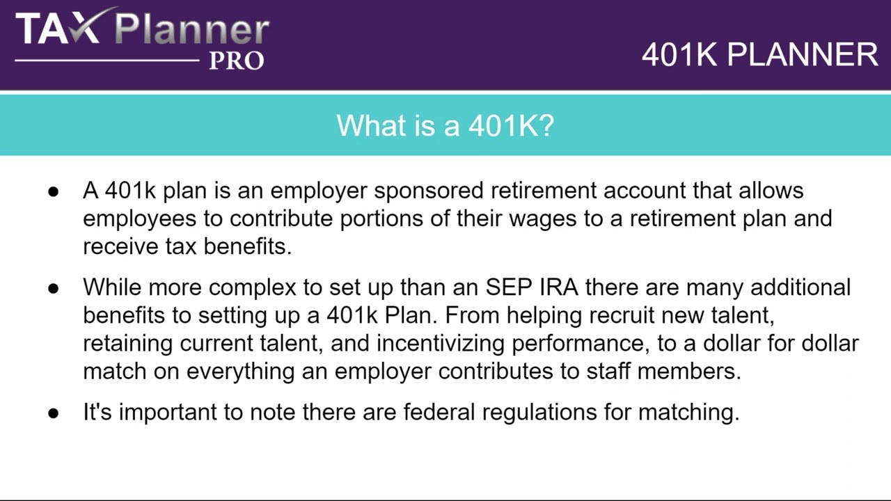 Tax Planner Pro: 401k