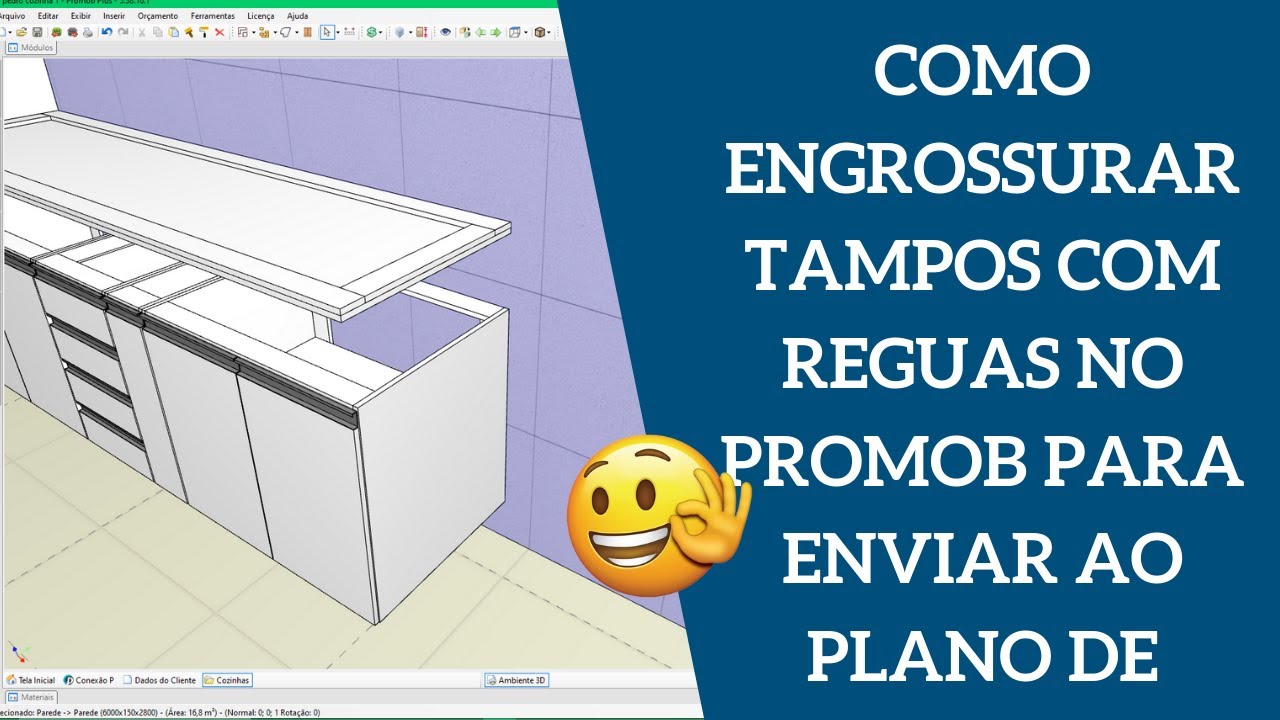 Como engrossurar tampos com reguas no promob para gerar plano de corte