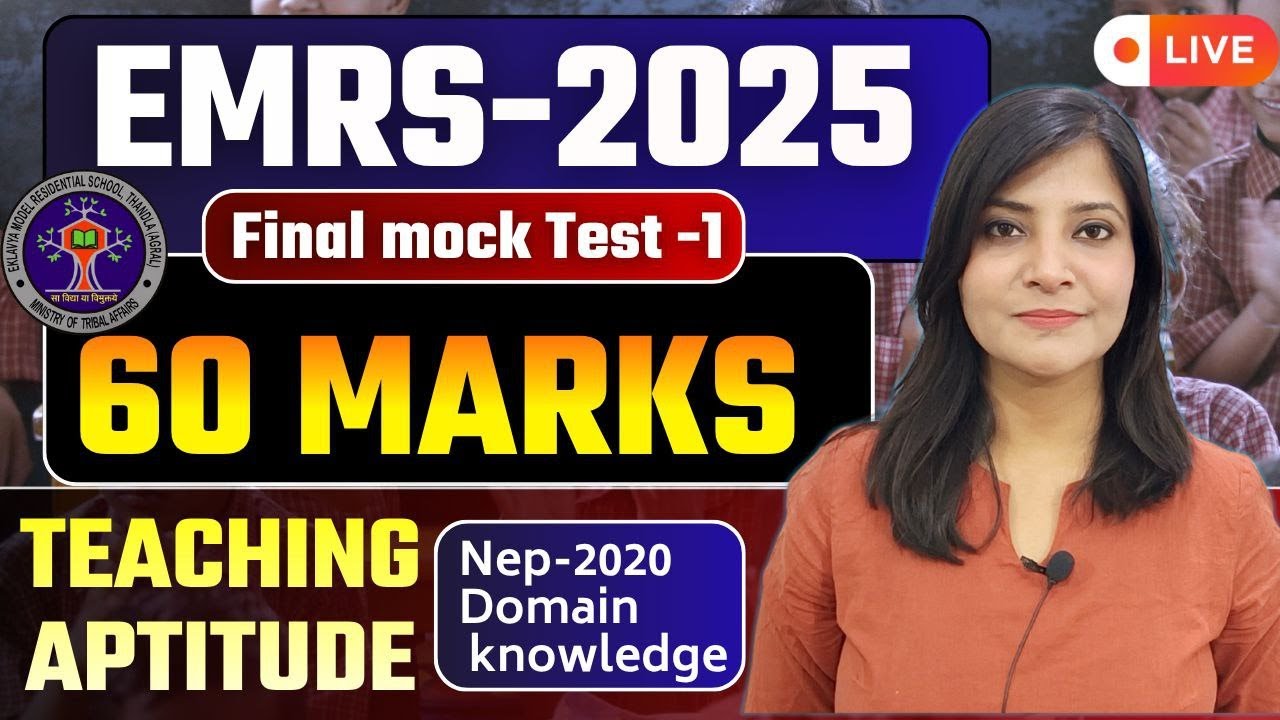 EMRS-2025 || TEACHING APTITUDE MARATHON  60 MARKS TEACHING APTITUDE EMRS 2025 TGT PGT EMRS EMRS 2025