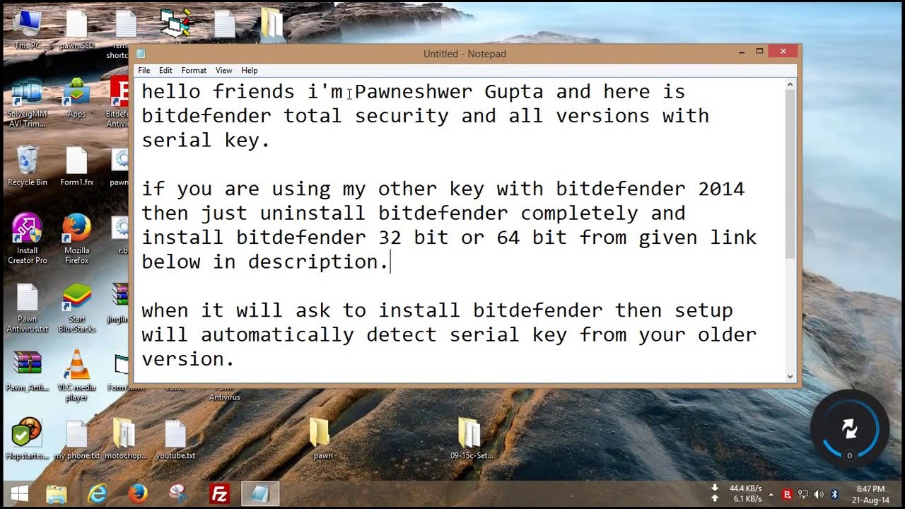 Bitdefender Total Security 2016 Keys for 1 year all versions