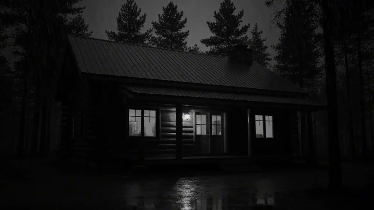 Heavy Rainfall on Cabin Roof That Feels Safe and Soothing