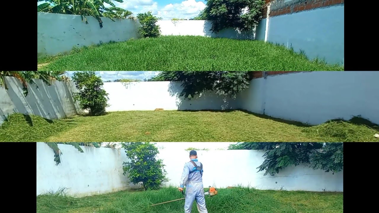 Cortando el pasto en patio abandonado  edgar ceballos 
