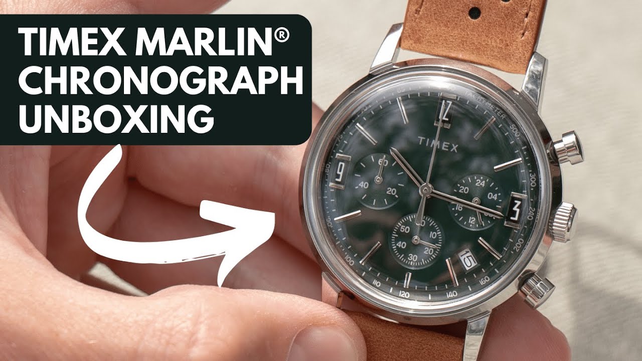 Распаковка часов Timex Marlin Chronograph с зеленым циферблатом и корпусом 40 мм