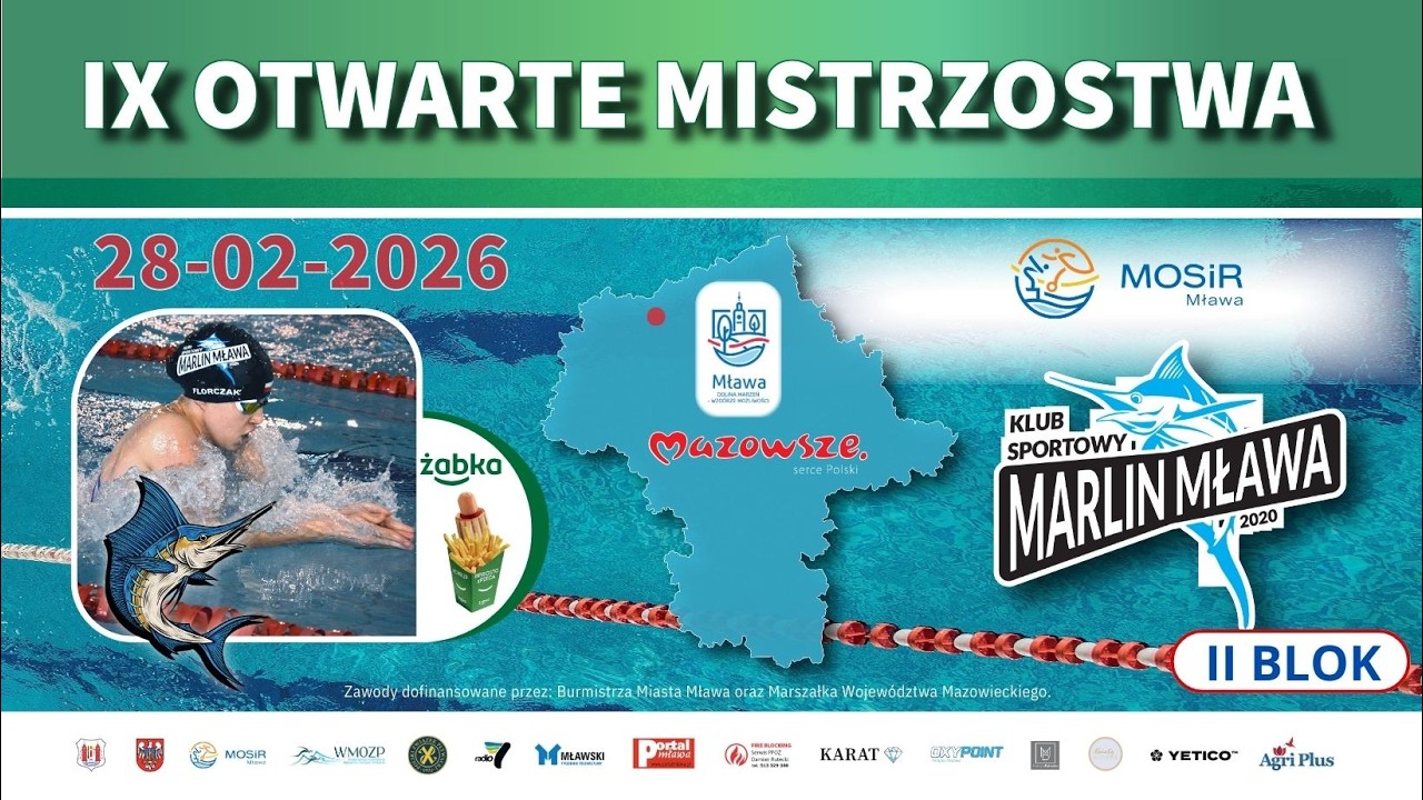 IX Otwarte Mistrzostwa Północnego Mazowsza w pływaniu pod patronatem Burmistrza miasta Mława II BLOK