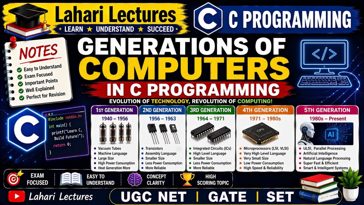 Generations of Computers in C Programming notes #LahariLectures #c #computer #notes #cprogramming 