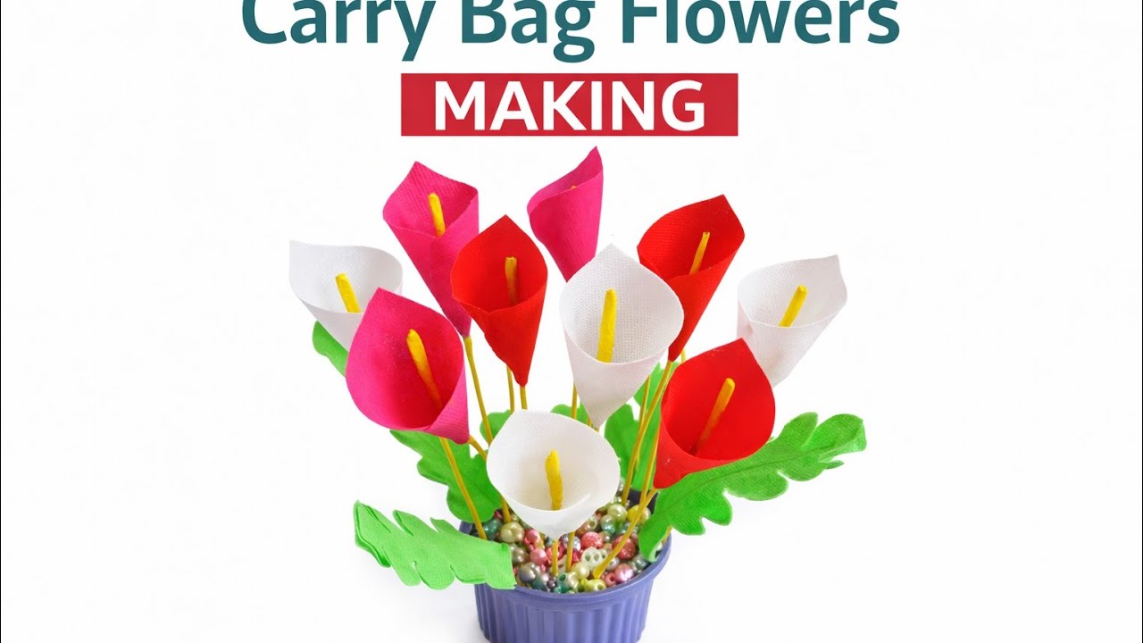 Cotton carry bag flowers | Flower making tutorial 
