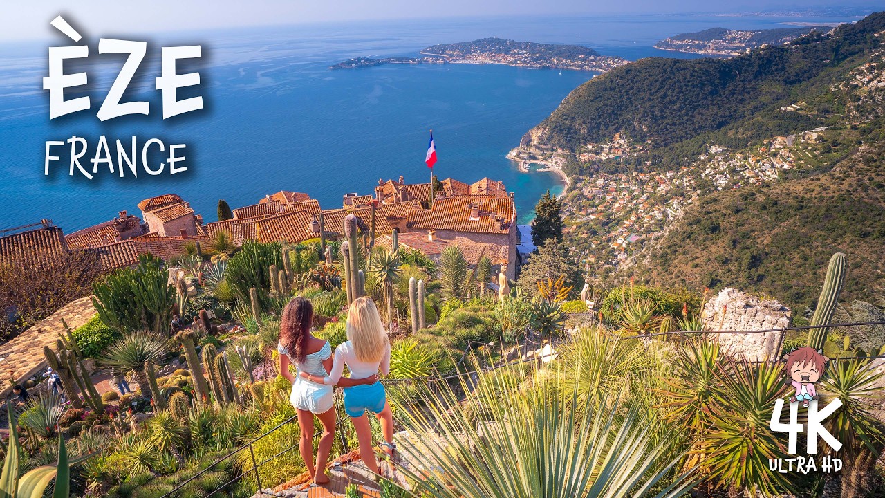 EZE VILLAGE, France Walking Tour 4K- a charming Medieval hillside town