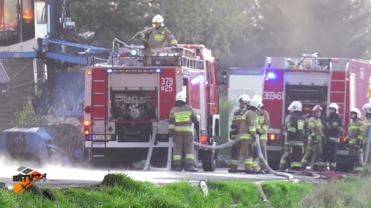 Pożar składowiska opon w Koninie przy ul. Marantowskiej