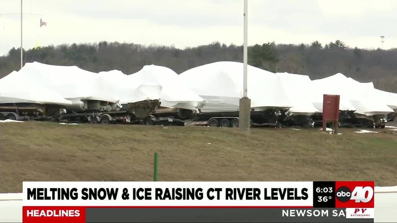 Melting snow and Ice raising Conn. river levels