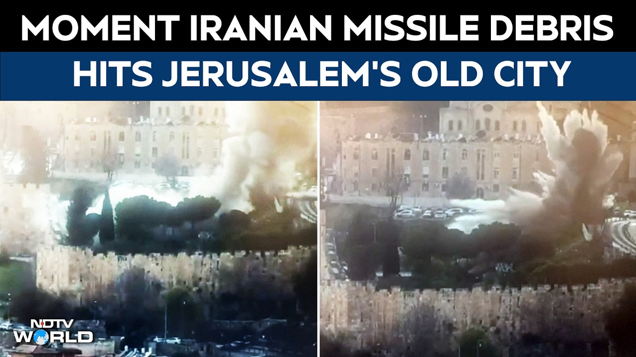 Moment Iranian Missile Debris Hits Jerusalem's Old City