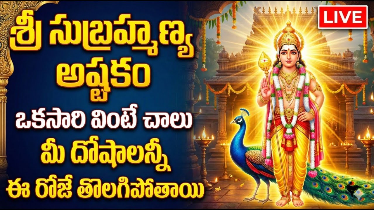 LIVE : మంగళవారం రోజు శ్రీ సుబ్రహ్మణ్య అష్టకం ఒకసారి వింటే చాలు మీ దోషాలన్నీ ఈ రోజే తొలగిపోతాయి