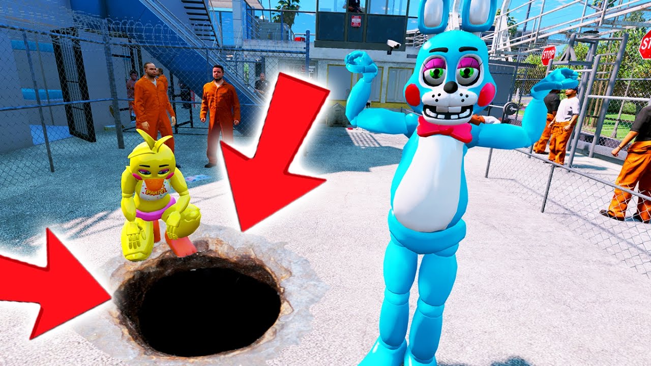 BONNIE AND CHICA BREAK OUT OF MAXIMUM PRISON! (GTA 5 Mods FNAF Funny Moments)