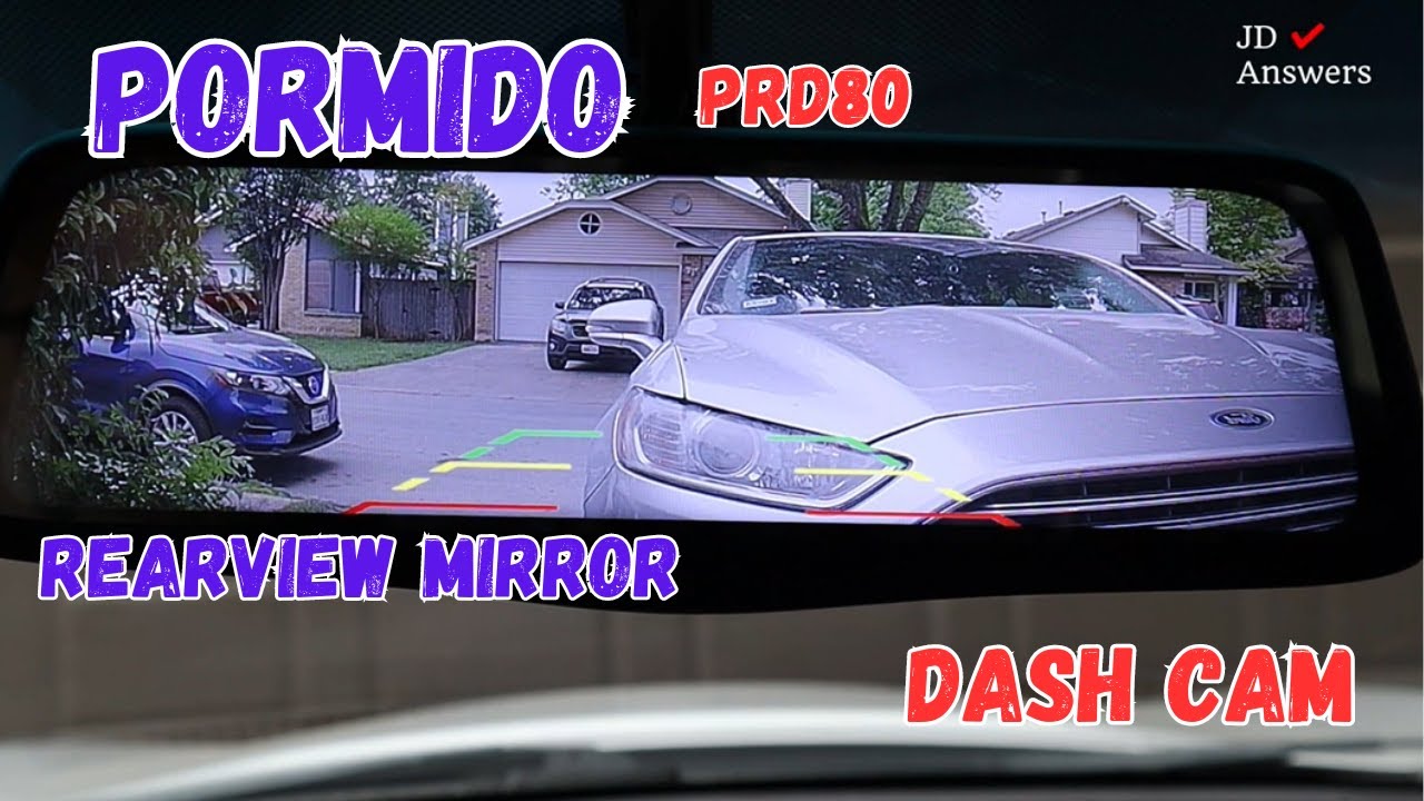 PORMIDO PRD80 REARVIEW MIRROR 2K DASH CAM WITH HARDWIRE POWER CABLE REVIEW WITH DRIVING FOOTAGE
