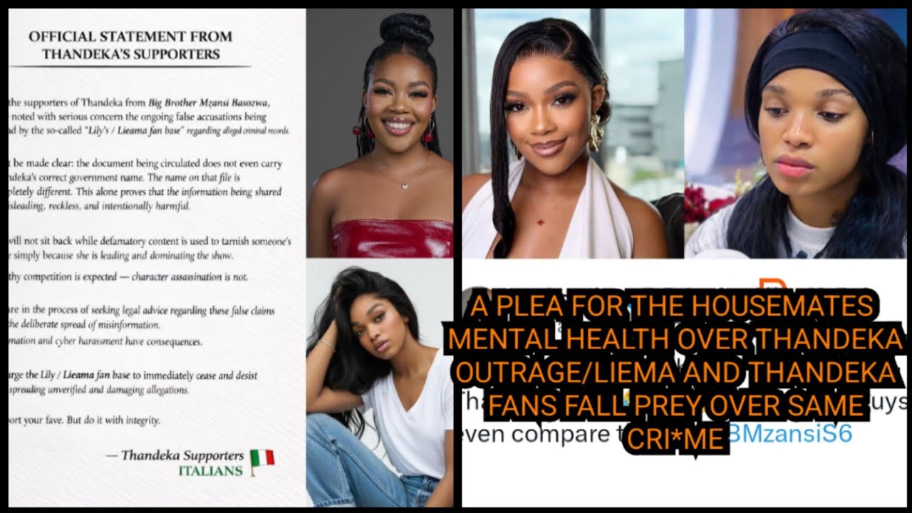 A PLEA FOR D HMS MENTAL HEALTH OVER THANDEKA OUTRAGE/LIEMA& THANDEKA FANS FALL PREY OVER SAME CRI*ME