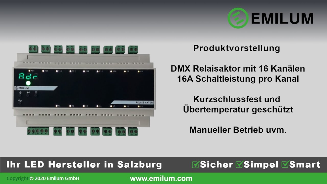 Relais Aktor 16 fach für Smart Home mit DMX RDM
