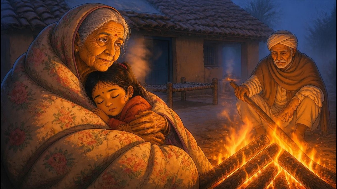 Kohra Aur Alav | Cozy Indian Village Winter Night ASMR