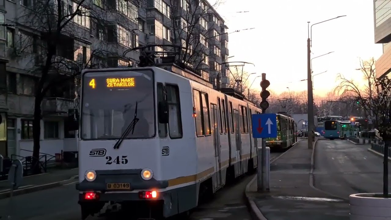 Bidirecţionalul #245 pe linia 4. Primul tramvai V3A-2S-93 pe linia 4