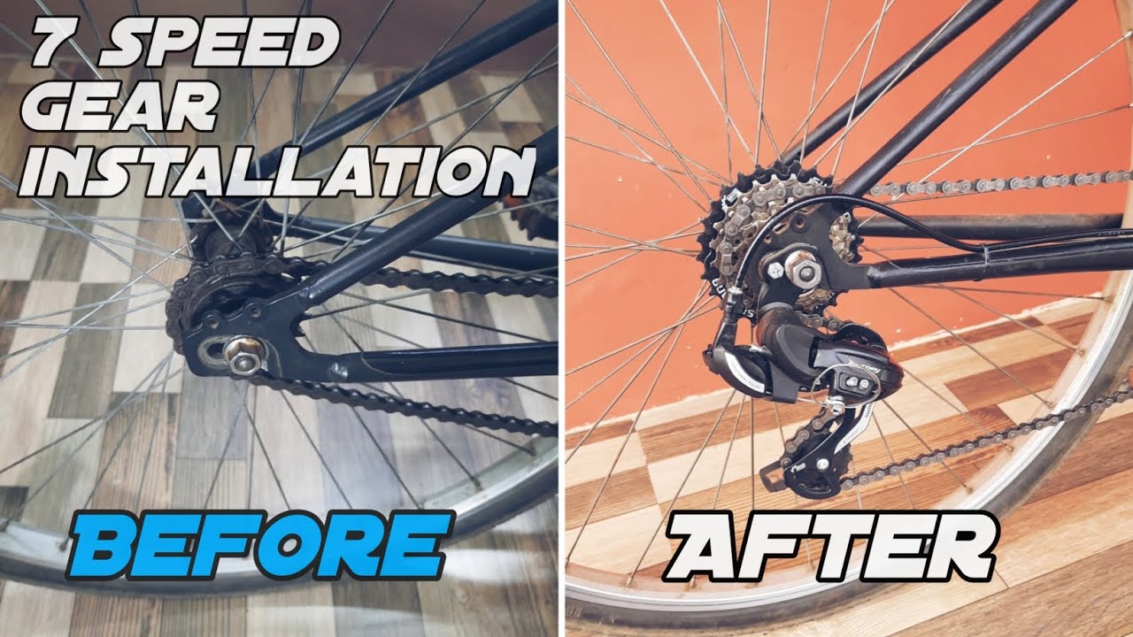 How To Install Gear In Normal Cycle | 7 Speed Gear Install In Decathlon Btwin Cycle