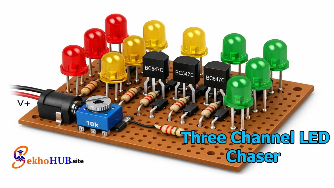 DIY Three Channel LED Chaser Circuit Using Transistors