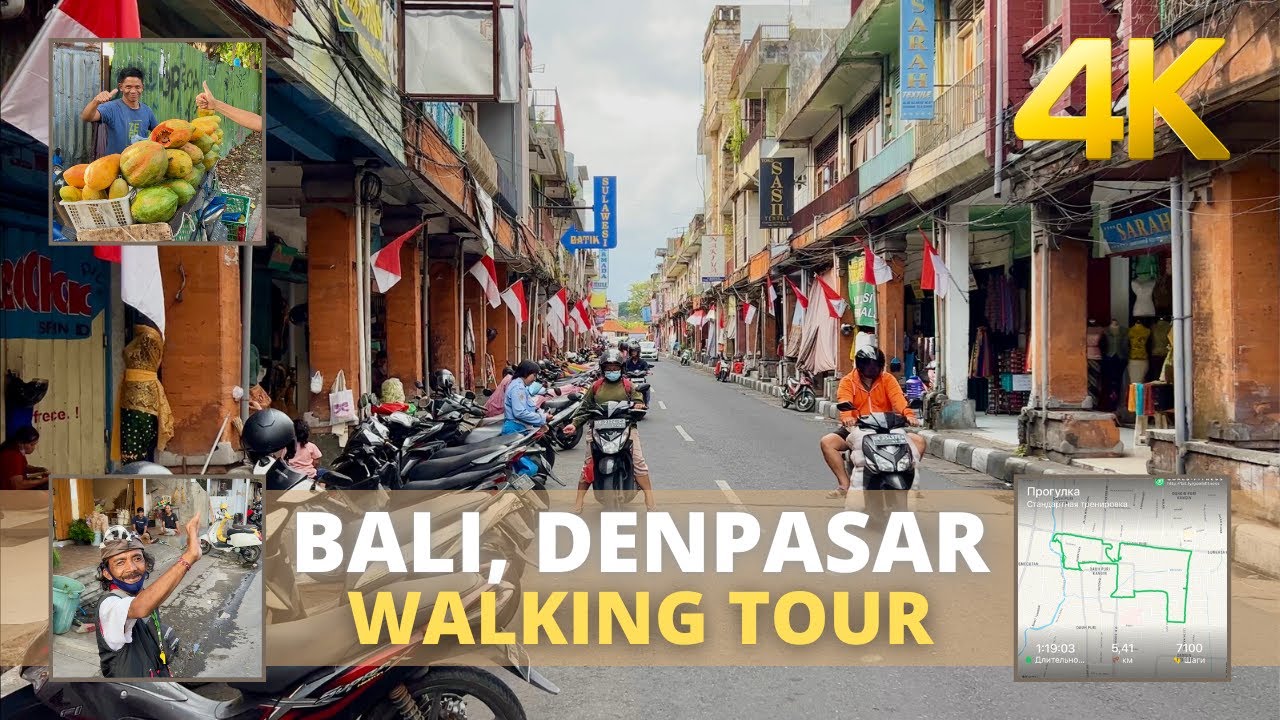 Denpasar BALI Indonesia: Muslims and Hindus are friendly neighbor. 4K VIRTUAL WALKING TOUR Bali 2022