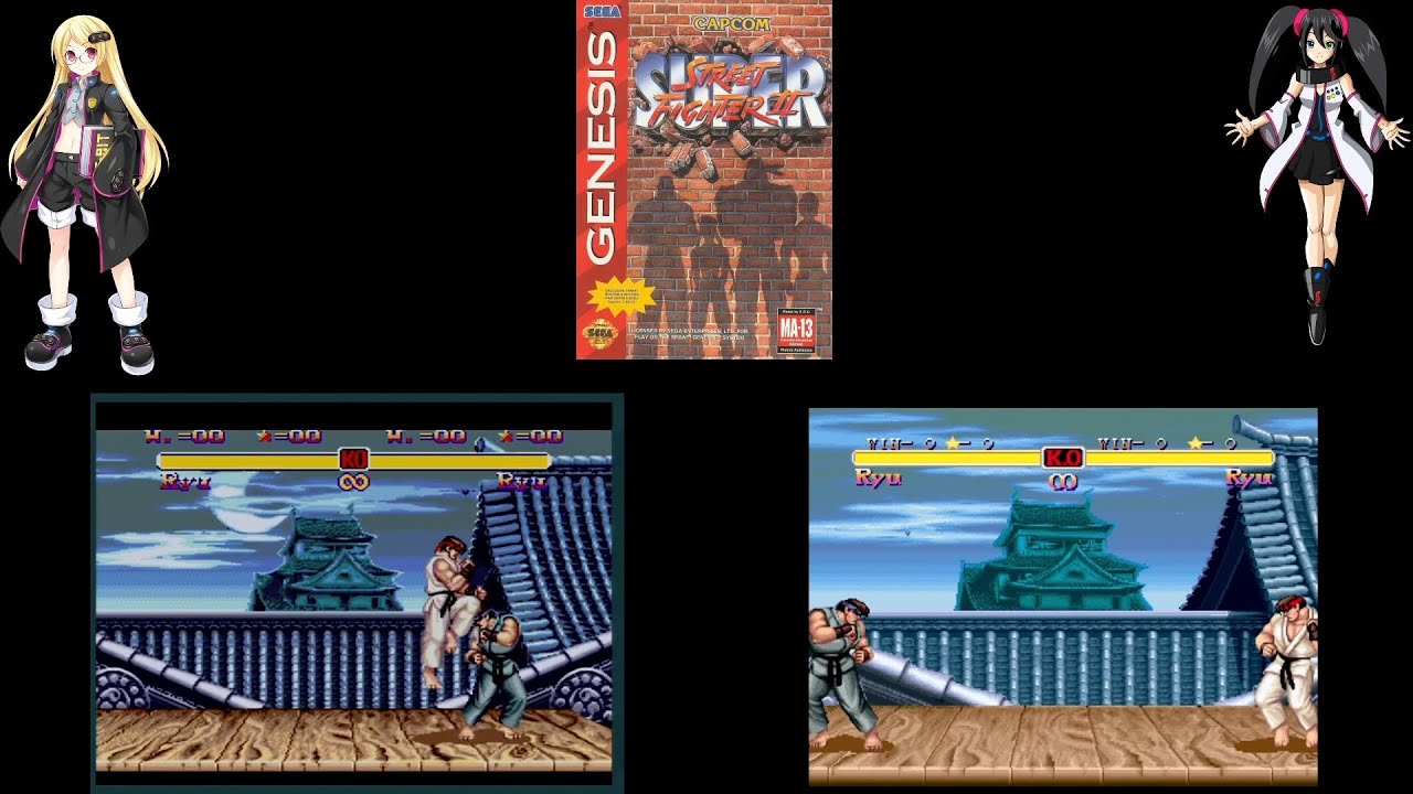Super Street Fighter 2 Genesis color hack  compared to Sega Saturn
